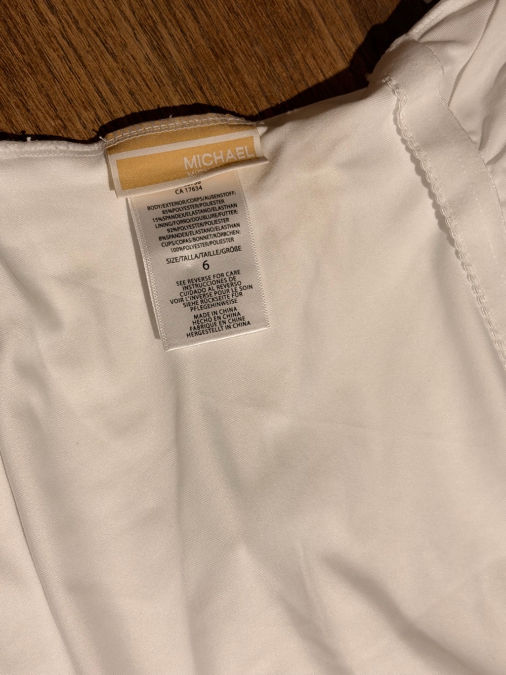 Michael Kors Cream Strapless One-Piece Swimsuit with Gold MK Belt - Picture 8 of 8